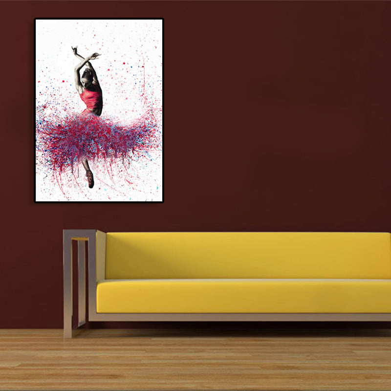 Mixed Media Dancing Girl Canvas Modern Textured Girls Bedroom Painting, Multiple Sizes Clearhalo 'Art Gallery' 'Canvas Art' 'Contemporary Art Gallery' 'Modern' Arts' 1765464