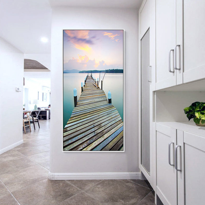 Miraculous Seaside Path Wall Decor for Living Room in Soft Color, Multiple Sizes Purple Clearhalo 'Art Gallery' 'Canvas Art' 'Coastal Art Gallery' 'Tropical' Arts' 1765474