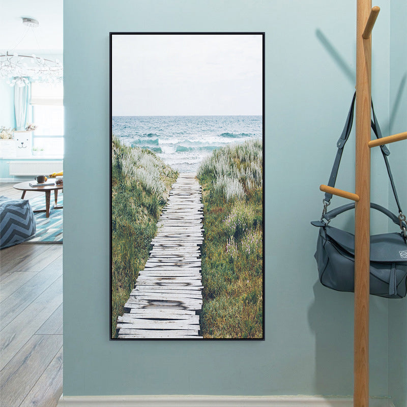 Miraculous Seaside Path Wall Decor for Living Room in Soft Color, Multiple Sizes Green Clearhalo 'Art Gallery' 'Canvas Art' 'Coastal Art Gallery' 'Tropical' Arts' 1765478