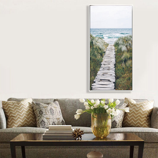 Miraculous Seaside Path Wall Decor for Living Room in Soft Color, Multiple Sizes Clearhalo 'Art Gallery' 'Canvas Art' 'Coastal Art Gallery' 'Tropical' Arts' 1765479