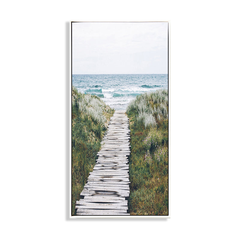 Miraculous Seaside Path Wall Decor for Living Room in Soft Color, Multiple Sizes Clearhalo 'Art Gallery' 'Canvas Art' 'Coastal Art Gallery' 'Tropical' Arts' 1765481