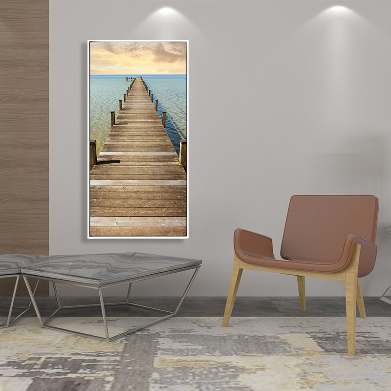 Miraculous Seaside Path Wall Decor for Living Room in Soft Color, Multiple Sizes Brown Clearhalo 'Art Gallery' 'Canvas Art' 'Coastal Art Gallery' 'Tropical' Arts' 1765482