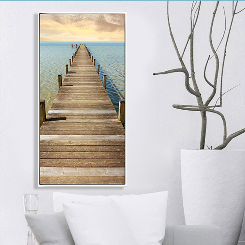 Miraculous Seaside Path Wall Decor for Living Room in Soft Color, Multiple Sizes Clearhalo 'Art Gallery' 'Canvas Art' 'Coastal Art Gallery' 'Tropical' Arts' 1765484