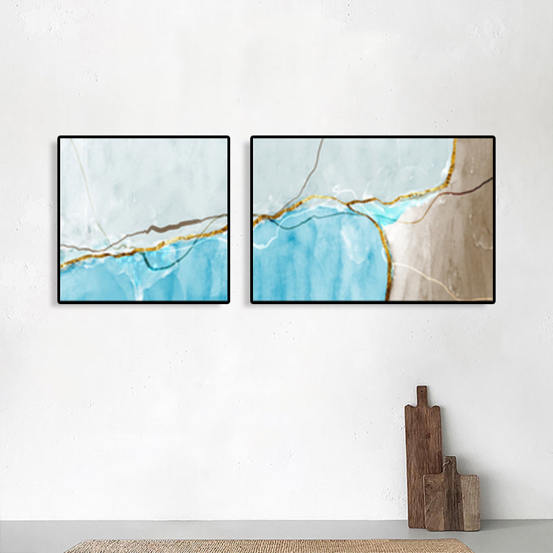 Canvas Multi-Piece Art Print Modern Abstract Painting Wall Decor for House Interior Blue Clearhalo 'Art Gallery' 'Canvas Art' 'Contemporary Art Gallery' 'Modern' Arts' 1765497