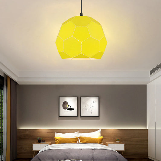 Nordic Style Geometric Hanging Light Fixture Metal Shade Single Pendant Lamp in Black/Green/Pink/Yellow/Nude Pink Yellow Clearhalo 'Ceiling Lights' 'Modern Pendants' 'Modern' 'Pendant Lights' 'Pendants' Lighting' 176549