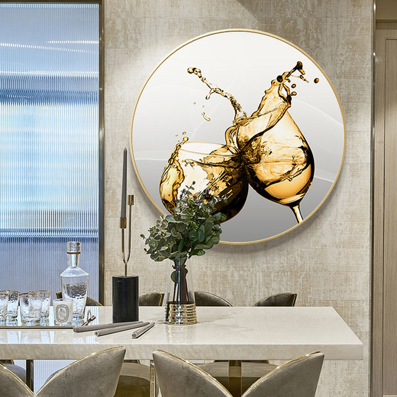 Wine Glass Canvas Wall Art for Living Room in Pastel Color, Multiple Sizes Available Brown Clearhalo 'Art Gallery' 'Canvas Art' 'Contemporary Art Gallery' 'Modern' Arts' 1765509