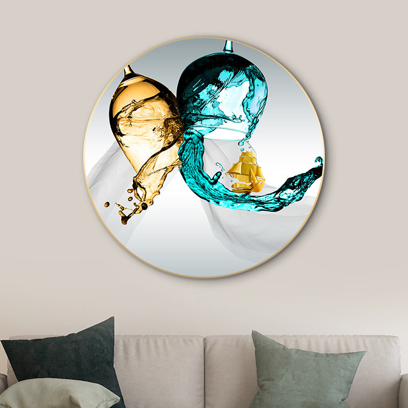 Wine Glass Canvas Wall Art for Living Room in Pastel Color, Multiple Sizes Available Clearhalo 'Art Gallery' 'Canvas Art' 'Contemporary Art Gallery' 'Modern' Arts' 1765517