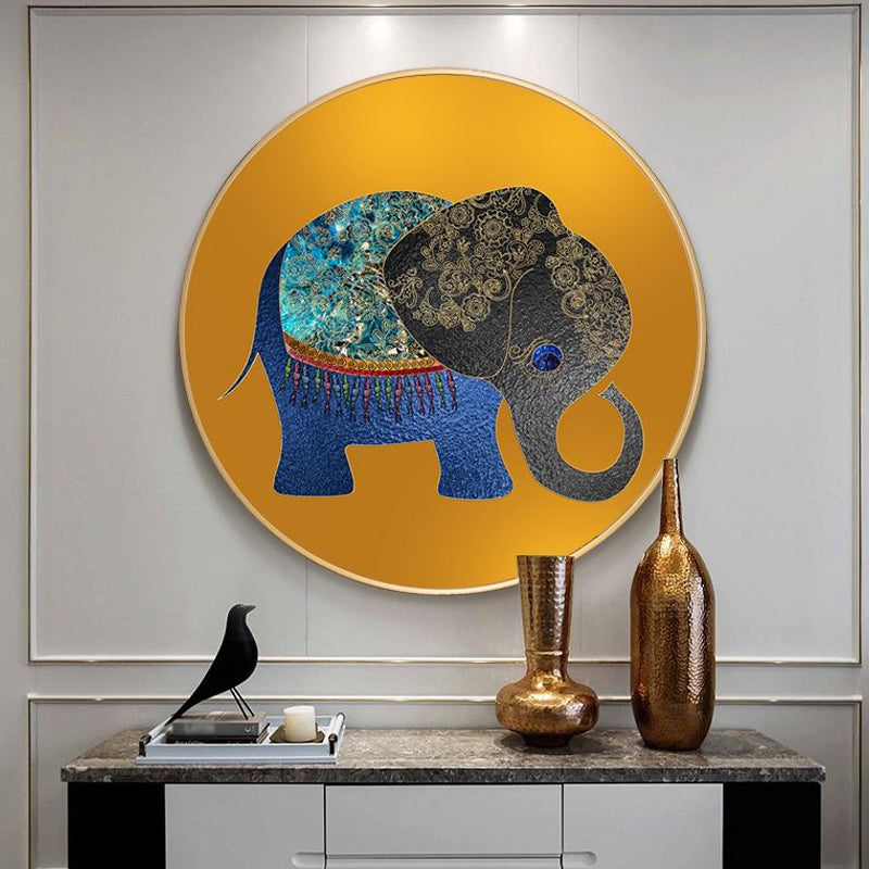 Elephant Wall Art Decor Textured Asian Style for Dining Room Wrapped Canvas Clearhalo 'Arts' 'Canvas Art' 1765532