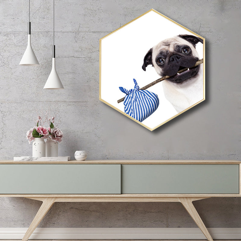 Childrens'Art Bulldog Canvas Print Animals Pastel Color Wall Decor, Multiple Sizes Blue Clearhalo 'Art Gallery' 'Canvas Art' 'Kids' Arts' 1765550