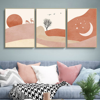 Kids Mountain Scenery Canvas Print Orange Multi-Piece Wall Art Decor for Living Room Orange Clearhalo 'Art Gallery' 'Canvas Art' 'Kids' Arts' 1765581