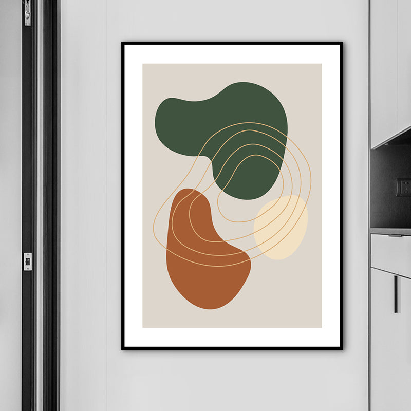 Modern Abstract Wall Art Print Dark Color Pebbles Drawing Canvas for Sitting Room Green Clearhalo 'Art Gallery' 'Canvas Art' 'Contemporary Art Gallery' 'Modern' Arts' 1765588