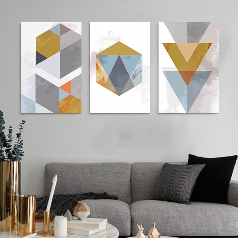 Grey and Gold Contemporary Canvas Art Geometric Shapes Wall Decor for House Interior Grey Clearhalo 'Art Gallery' 'Canvas Art' 'Contemporary Art Gallery' 'Modern' Arts' 1765599
