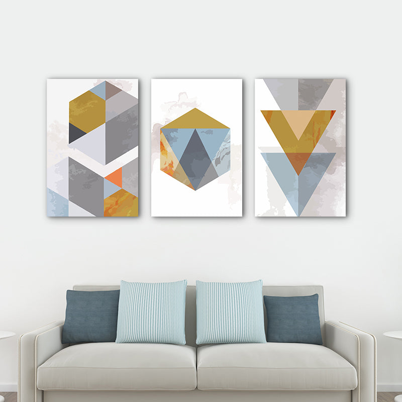Grey and Gold Contemporary Canvas Art Geometric Shapes Wall Decor for House Interior Clearhalo 'Art Gallery' 'Canvas Art' 'Contemporary Art Gallery' 'Modern' Arts' 1765600