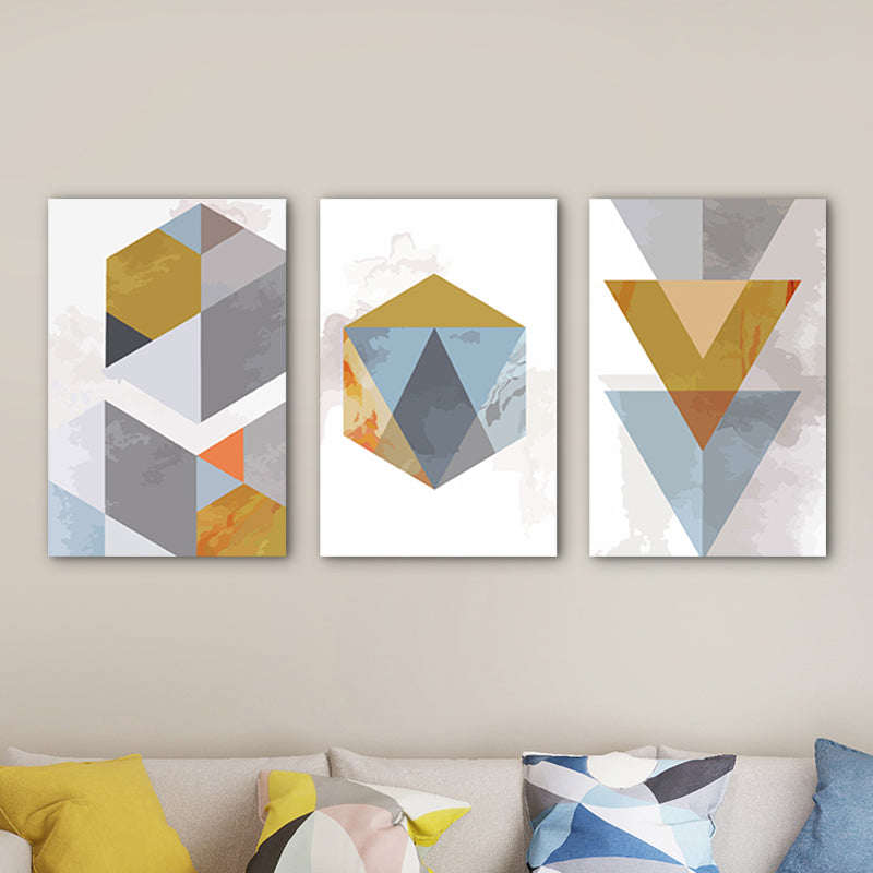 Grey and Gold Contemporary Canvas Art Geometric Shapes Wall Decor for House Interior Clearhalo 'Art Gallery' 'Canvas Art' 'Contemporary Art Gallery' 'Modern' Arts' 1765601