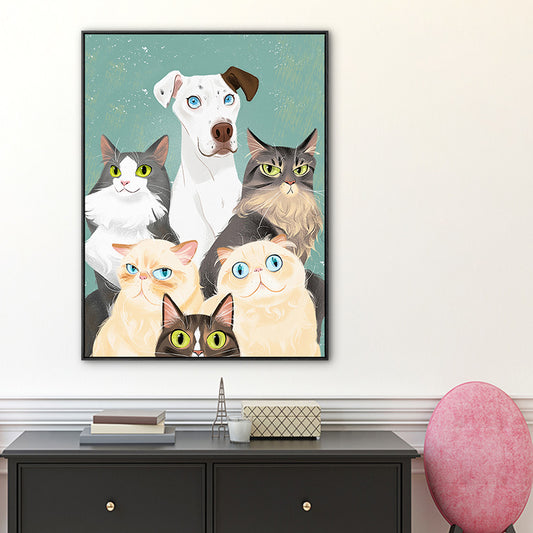 Lovely Pet Drawing Wall Art for Kids Bedroom Animal Print Canvas in Pastel Color Grey Clearhalo 'Art Gallery' 'Canvas Art' 'Kids' Arts' 1765620