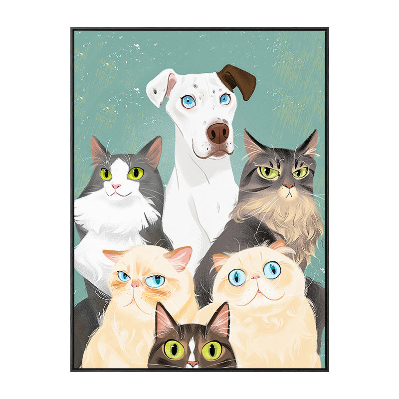 Lovely Pet Drawing Wall Art for Kids Bedroom Animal Print Canvas in Pastel Color Clearhalo 'Art Gallery' 'Canvas Art' 'Kids' Arts' 1765623