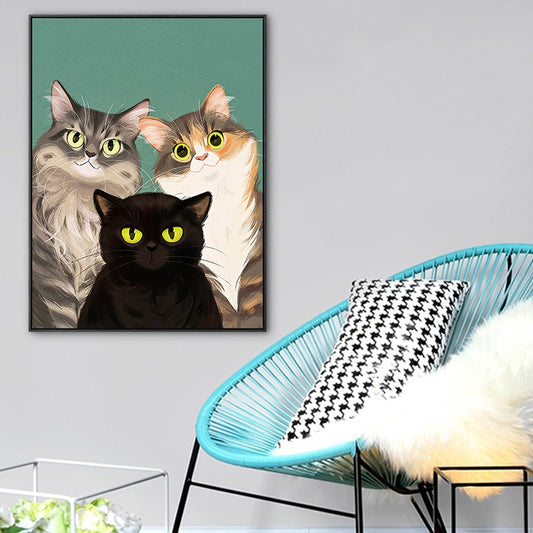 Lovely Pet Drawing Wall Art for Kids Bedroom Animal Print Canvas in Pastel Color Black Clearhalo 'Art Gallery' 'Canvas Art' 'Kids' Arts' 1765627