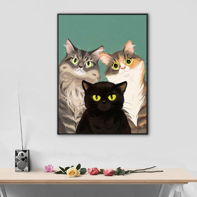 Lovely Pet Drawing Wall Art for Kids Bedroom Animal Print Canvas in Pastel Color Clearhalo 'Art Gallery' 'Canvas Art' 'Kids' Arts' 1765628