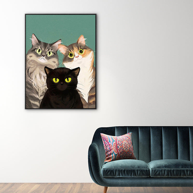 Lovely Pet Drawing Wall Art for Kids Bedroom Animal Print Canvas in Pastel Color Clearhalo 'Art Gallery' 'Canvas Art' 'Kids' Arts' 1765629