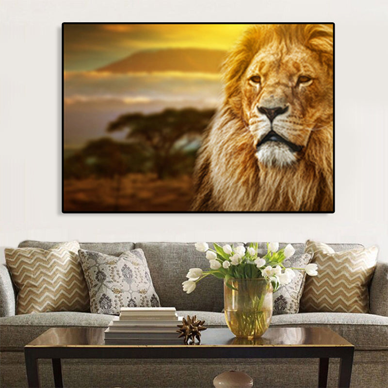 African Grassland Animal Art Print Contemporary Textured Canvas for Sitting Room Brown Clearhalo 'Art Gallery' 'Canvas Art' 'Contemporary Art Gallery' 'Modern' Arts' 1765646