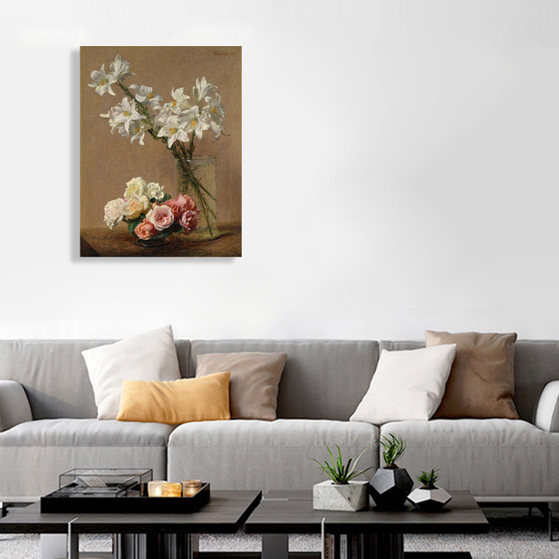 Impressionism Style Bouquet Art Print Canvas Light Color Oil Painting Wall Decor Clearhalo 'Arts' 'Canvas Art' 1765658
