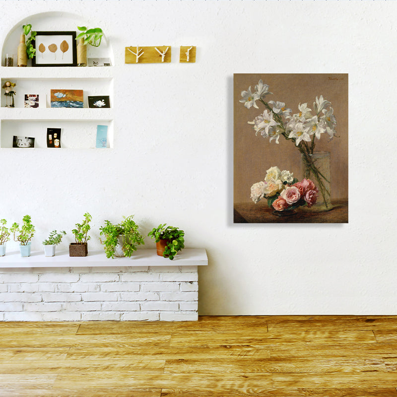 Impressionism Style Bouquet Art Print Canvas Light Color Oil Painting Wall Decor Clearhalo 'Arts' 'Canvas Art' 1765659