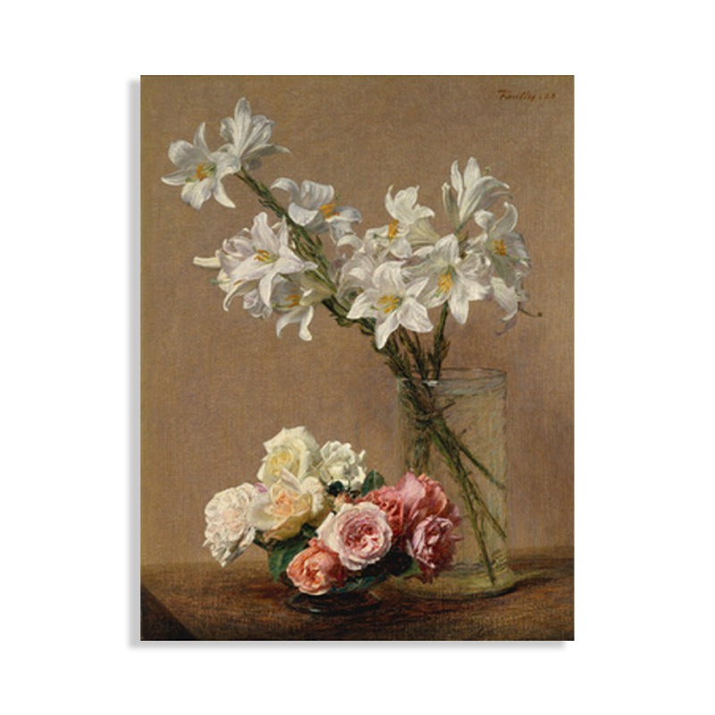 Impressionism Style Bouquet Art Print Canvas Light Color Oil Painting Wall Decor Clearhalo 'Arts' 'Canvas Art' 1765660