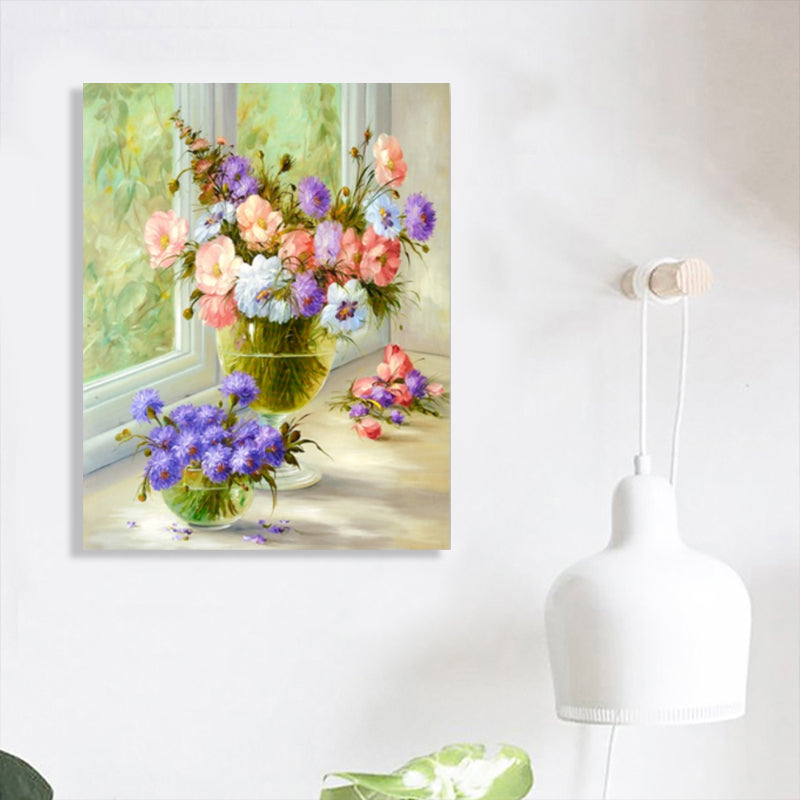 Flower Print Wall Decor Impressionism Style Canvas Textured Art Print in Soft Color Green Clearhalo 'Arts' 'Canvas Art' 1765672