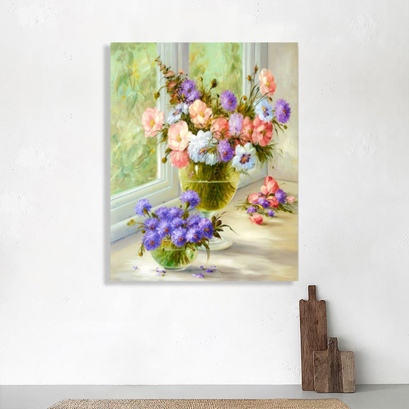 Flower Print Wall Decor Impressionism Style Canvas Textured Art Print in Soft Color Clearhalo 'Arts' 'Canvas Art' 1765673