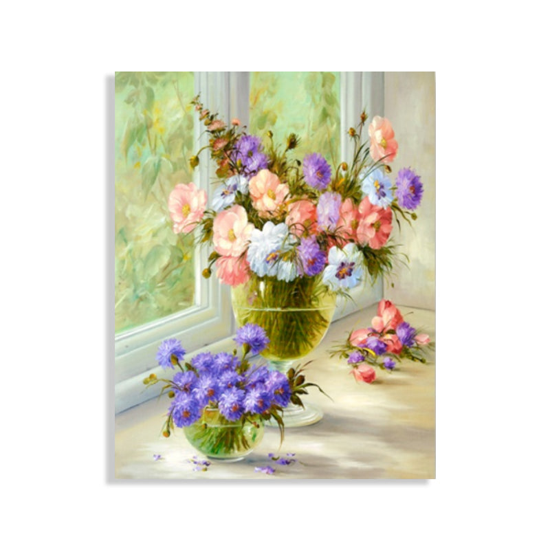 Flower Print Wall Decor Impressionism Style Canvas Textured Art Print in Soft Color Clearhalo 'Arts' 'Canvas Art' 1765675