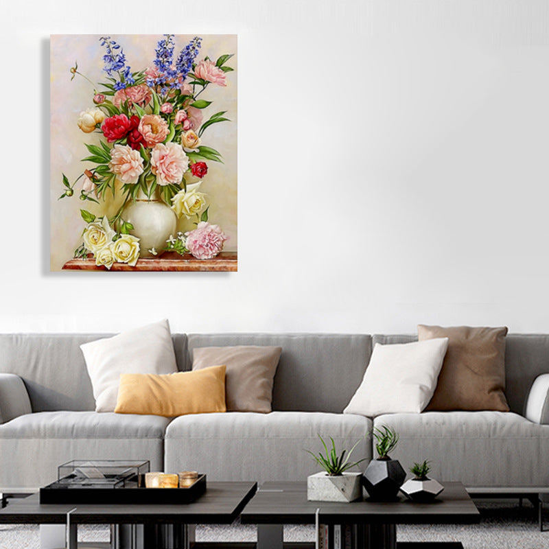 Flower Print Wall Decor Impressionism Style Canvas Textured Art Print in Soft Color Clearhalo 'Arts' 'Canvas Art' 1765682