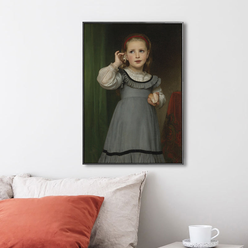 Young Girl Portrait Painting Soft Color Canvas Wall Art Print Textured, Multiple Sizes Clearhalo 'Arts' 'Canvas Art' 1765689