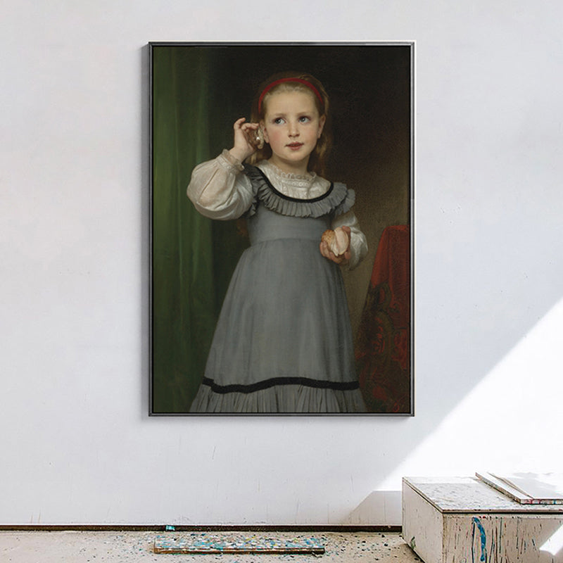 Young Girl Portrait Painting Soft Color Canvas Wall Art Print Textured, Multiple Sizes Clearhalo 'Arts' 'Canvas Art' 1765690