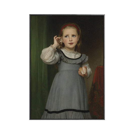 Young Girl Portrait Painting Soft Color Canvas Wall Art Print Textured, Multiple Sizes Clearhalo 'Arts' 'Canvas Art' 1765691