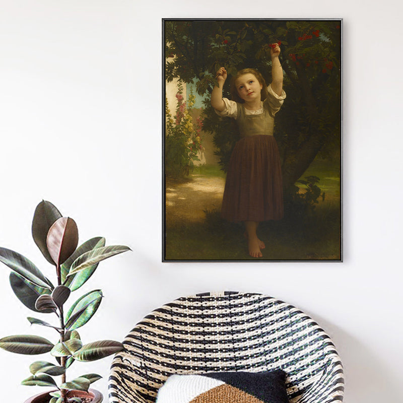 Young Girl Portrait Painting Soft Color Canvas Wall Art Print Textured, Multiple Sizes Brown Clearhalo 'Arts' 'Canvas Art' 1765695