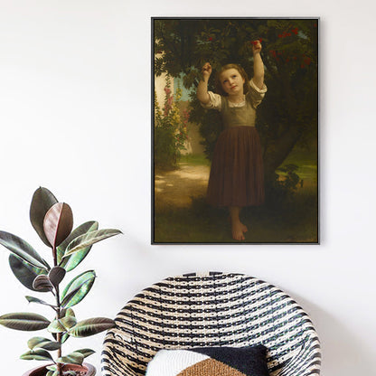 Young Girl Portrait Painting Soft Color Canvas Wall Art Print Textured, Multiple Sizes Brown Clearhalo 'Arts' 'Canvas Art' 1765695