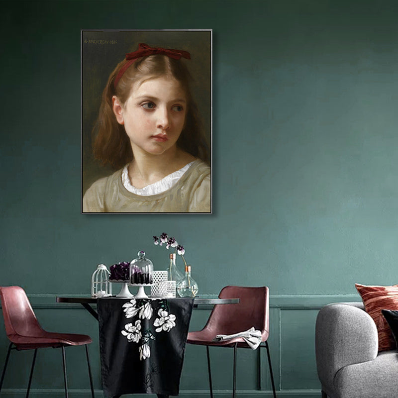 Young Girl Portrait Painting Soft Color Canvas Wall Art Print Textured, Multiple Sizes Clearhalo 'Arts' 'Canvas Art' 1765700