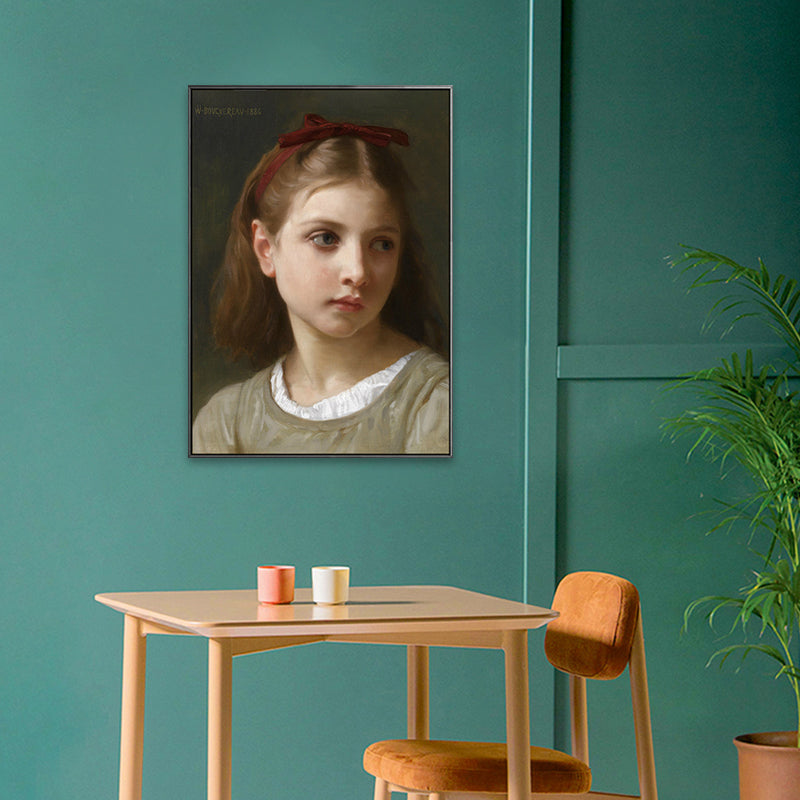 Young Girl Portrait Painting Soft Color Canvas Wall Art Print Textured, Multiple Sizes Clearhalo 'Arts' 'Canvas Art' 1765701