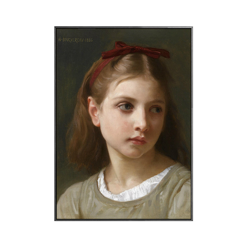 Young Girl Portrait Painting Soft Color Canvas Wall Art Print Textured, Multiple Sizes Clearhalo 'Arts' 'Canvas Art' 1765702