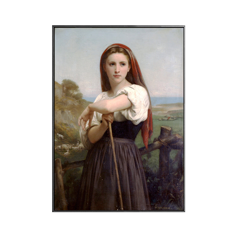 Young Girl Portrait Painting Soft Color Canvas Wall Art Print Textured, Multiple Sizes Clearhalo 'Arts' 'Canvas Art' 1765710