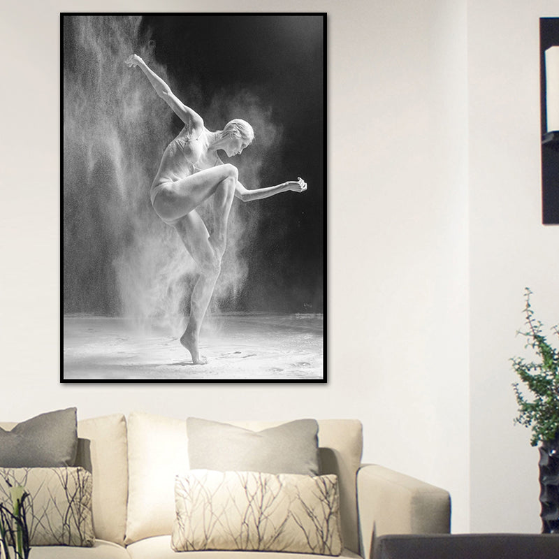 Contemporary Dancer Wall Art Canvas Print Textured Grey Wall Decor for House Interior Grey Clearhalo 'Art Gallery' 'Canvas Art' 'Contemporary Art Gallery' 'Modern' Arts' 1765741