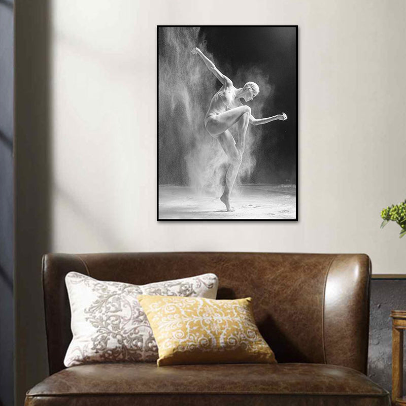 Contemporary Dancer Wall Art Canvas Print Textured Grey Wall Decor for House Interior Clearhalo 'Art Gallery' 'Canvas Art' 'Contemporary Art Gallery' 'Modern' Arts' 1765742
