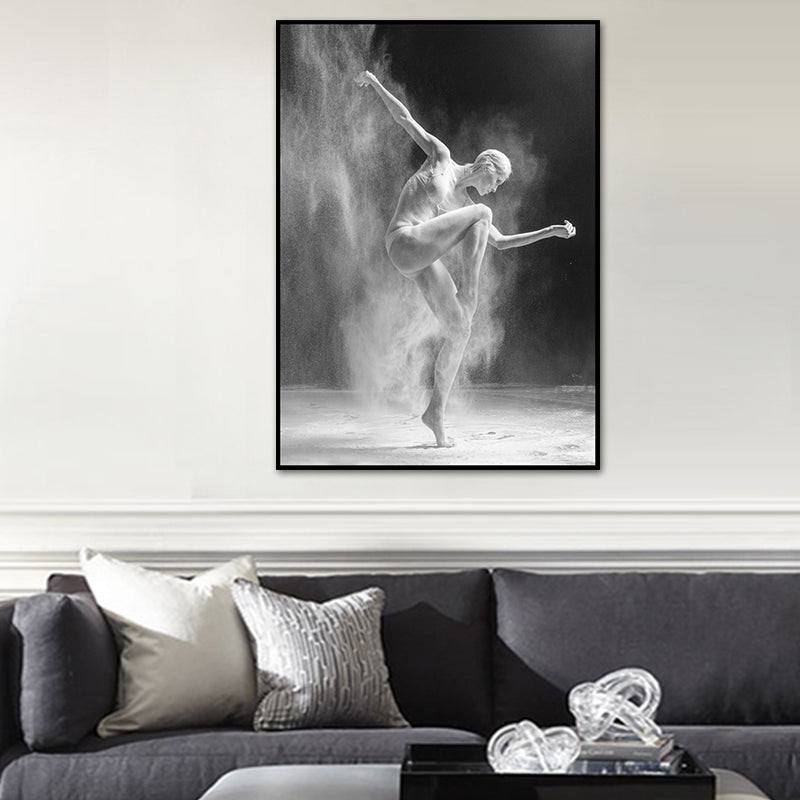 Contemporary Dancer Wall Art Canvas Print Textured Grey Wall Decor for House Interior Clearhalo 'Art Gallery' 'Canvas Art' 'Contemporary Art Gallery' 'Modern' Arts' 1765743
