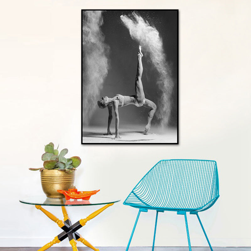 Contemporary Dancer Wall Art Canvas Print Textured Grey Wall Decor for House Interior Silver Gray Clearhalo 'Art Gallery' 'Canvas Art' 'Contemporary Art Gallery' 'Modern' Arts' 1765748