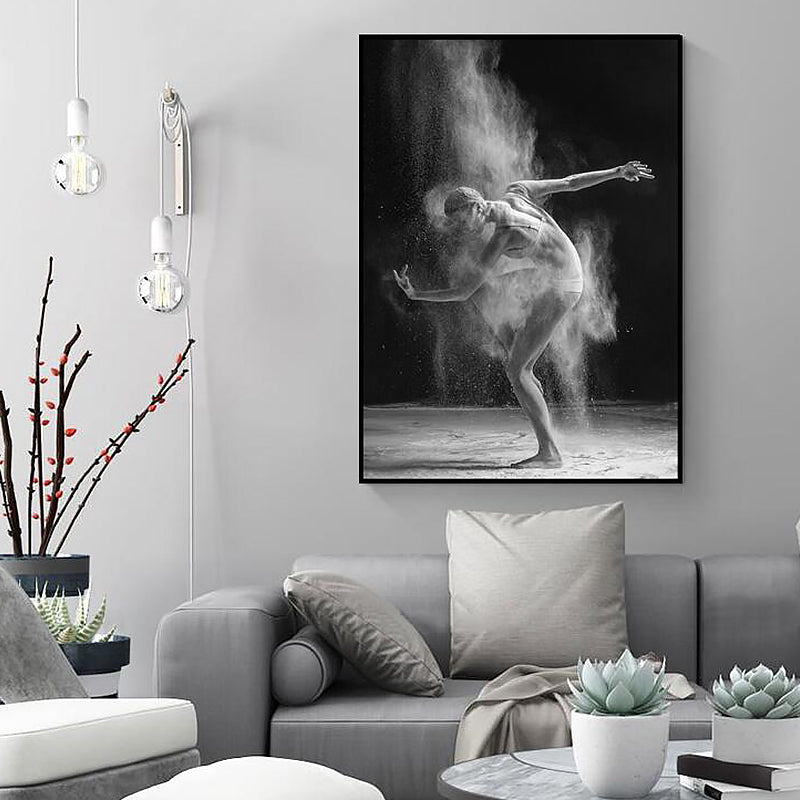 Contemporary Dancer Wall Art Canvas Print Textured Grey Wall Decor for House Interior Cream Gray Clearhalo 'Art Gallery' 'Canvas Art' 'Contemporary Art Gallery' 'Modern' Arts' 1765752
