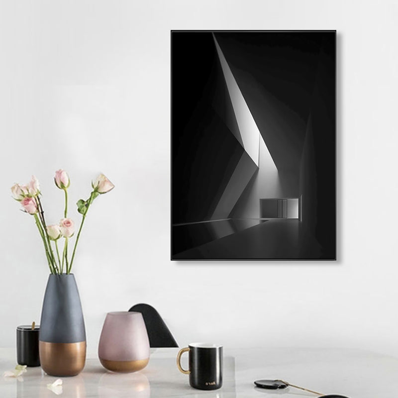 Pastel Color Building Painting Textured Wall Art Print for Bedroom, Multiple Sizes Grey Clearhalo 'Art Gallery' 'Canvas Art' 'Contemporary Art Gallery' 'Modern' Arts' 1765789