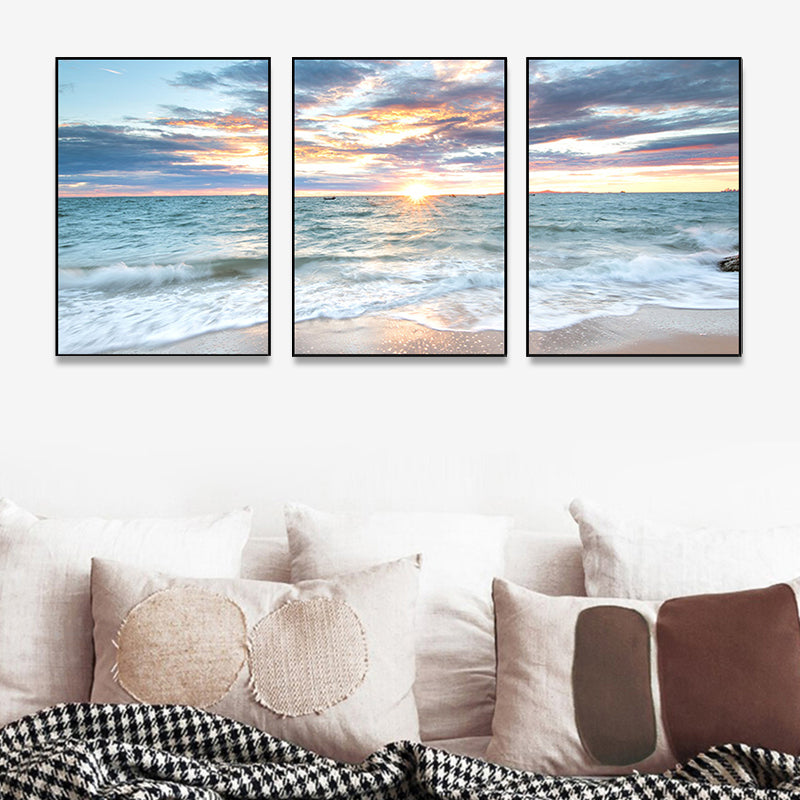 Vast Sea Scenery Canvas Print for Dining Room Photography Wall Art Decor, Set of Three Clearhalo 'Art Gallery' 'Canvas Art' 'Coastal Art Gallery' 'Nautical' Arts' 1765794