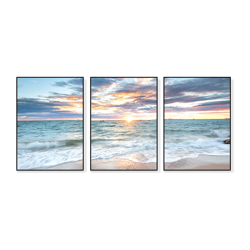 Vast Sea Scenery Canvas Print for Dining Room Photography Wall Art Decor, Set of Three Clearhalo 'Art Gallery' 'Canvas Art' 'Coastal Art Gallery' 'Nautical' Arts' 1765796