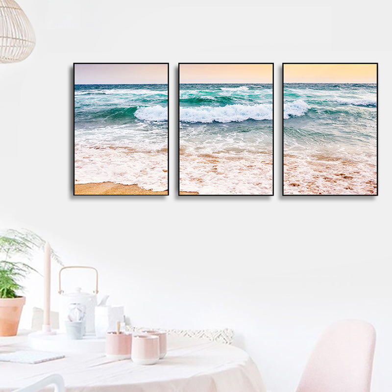 Vast Sea Scenery Canvas Print for Dining Room Photography Wall Art Decor, Set of Three Clearhalo 'Art Gallery' 'Canvas Art' 'Coastal Art Gallery' 'Nautical' Arts' 1765801