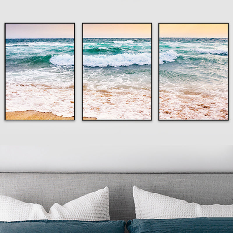 Vast Sea Scenery Canvas Print for Dining Room Photography Wall Art Decor, Set of Three Clearhalo 'Art Gallery' 'Canvas Art' 'Coastal Art Gallery' 'Nautical' Arts' 1765802